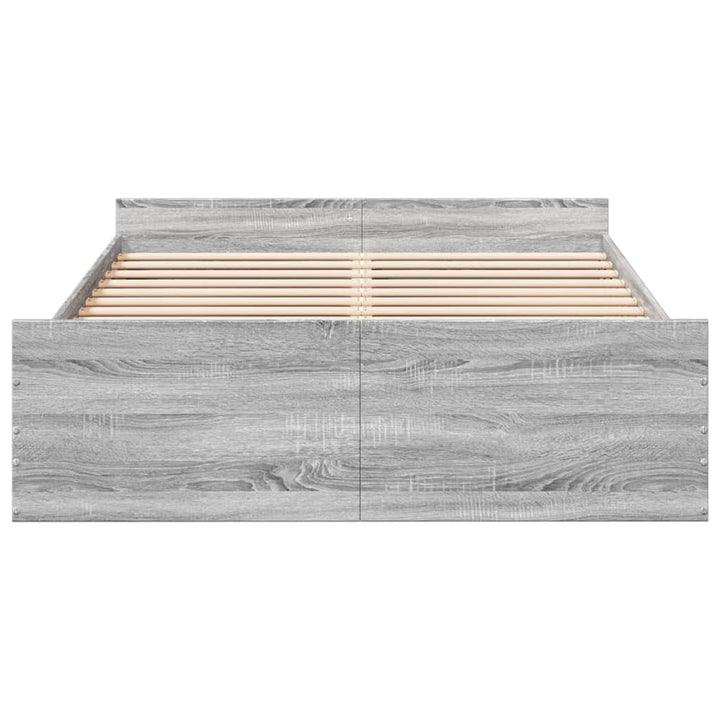sengeramme med skuffer 120x200 cm konstrueret træ grå sonoma-eg
