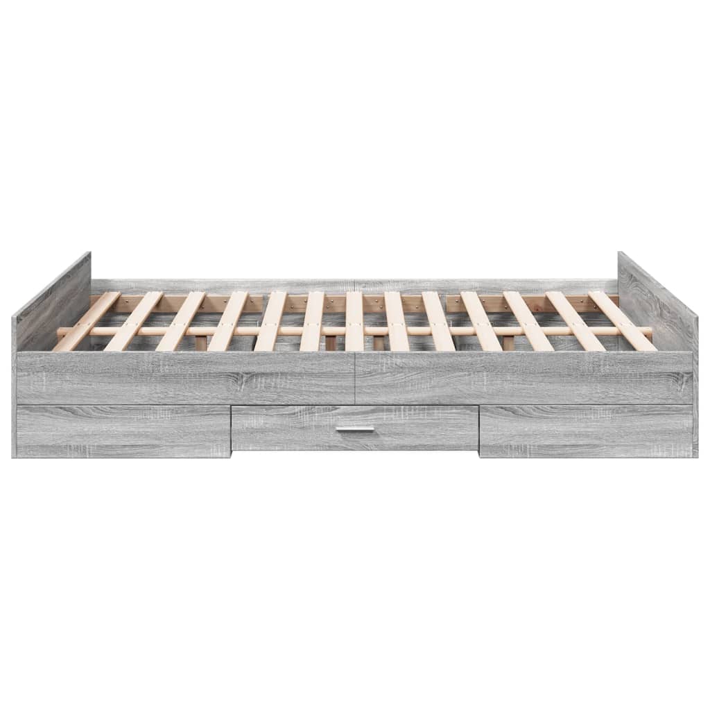 sengeramme med skuffer 120x200 cm konstrueret træ grå sonoma-eg