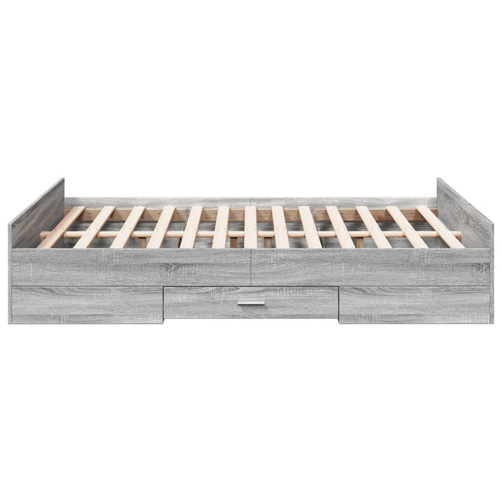 sengeramme med skuffer 120x200 cm konstrueret træ grå sonoma-eg