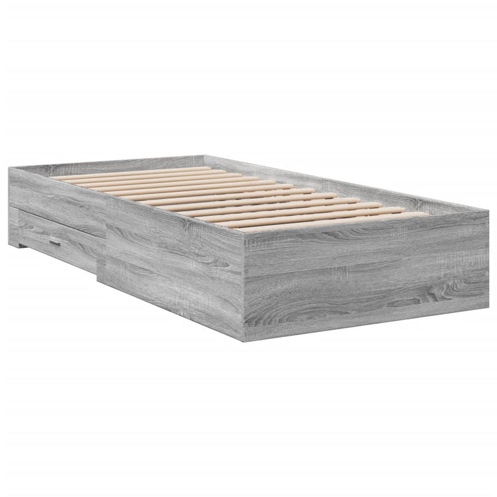 sengeramme med skuffer 90x200 cm konstrueret træ grå sonoma-eg