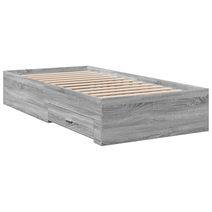 sengeramme med skuffer 90x200 cm konstrueret træ grå sonoma-eg