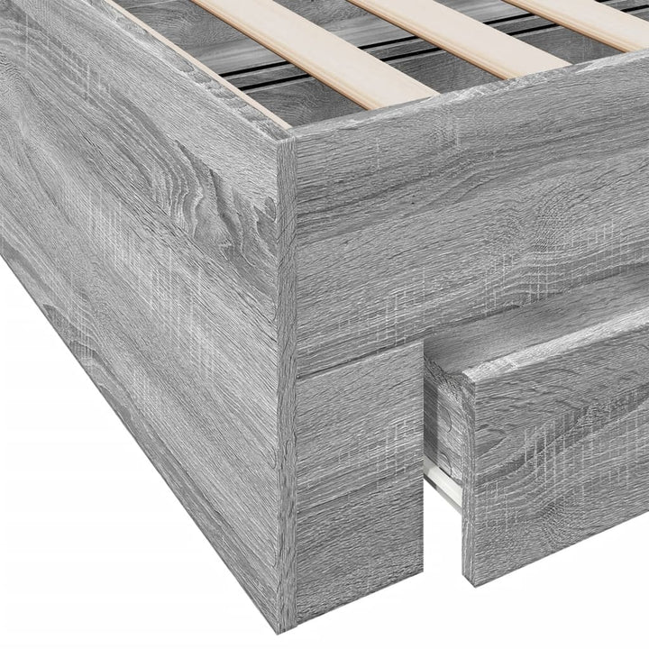sengeramme med skuffer 90x200 cm konstrueret træ grå sonoma-eg