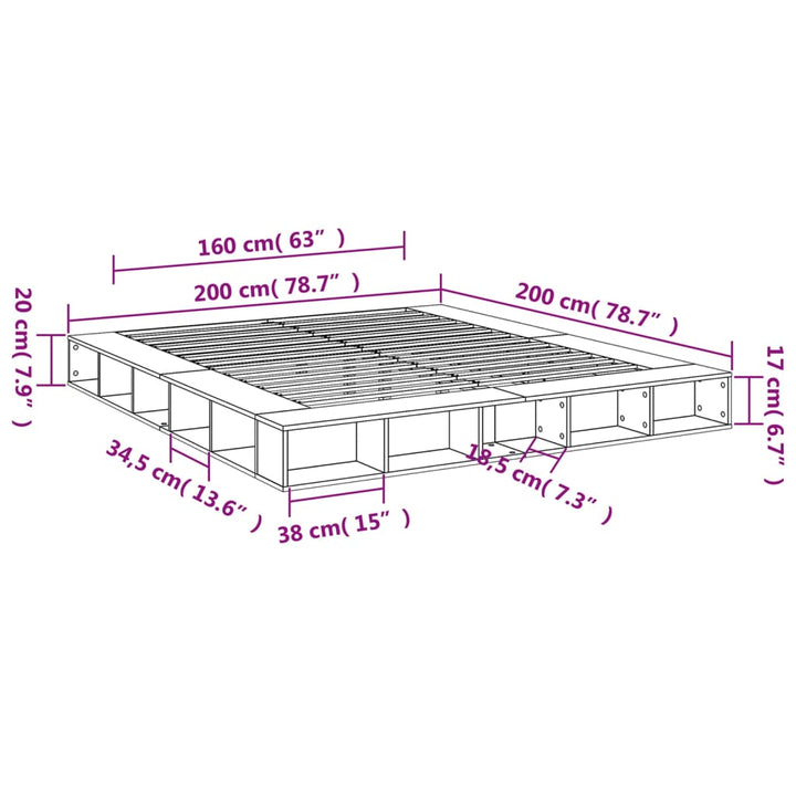 sengestel 200x200 cm konstrueret træ hvid