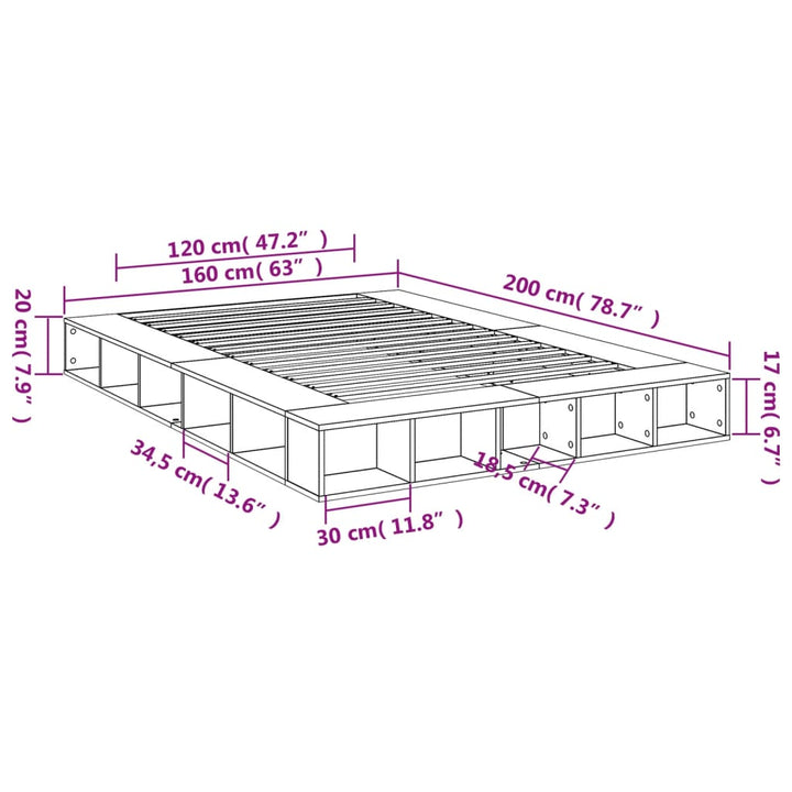sengestel 160x200 cm konstrueret træ hvid