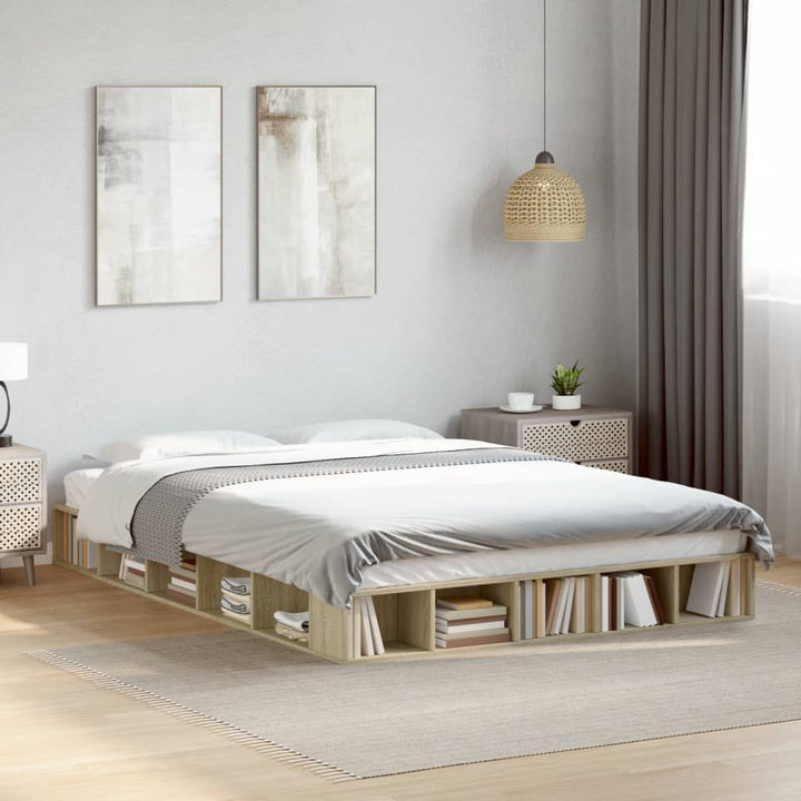 sengestel 150x200 cm konstrueret træ sonoma-eg