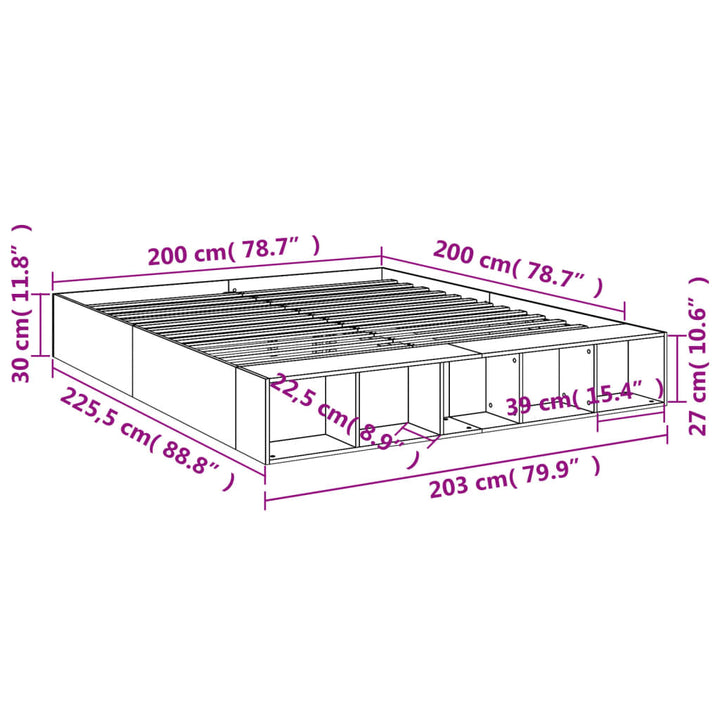sengestel 200x200 cm konstrueret træ hvid