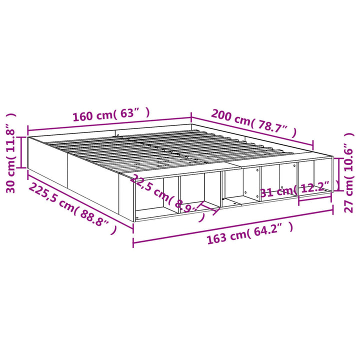 sengestel 160x200 cm konstrueret træ hvid