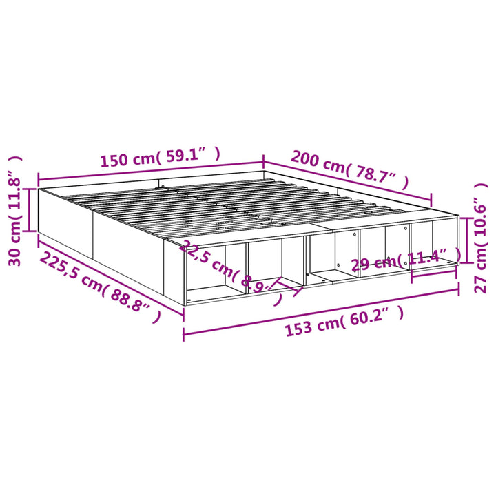 sengestel 150x200 cm konstrueret træ sonoma-eg