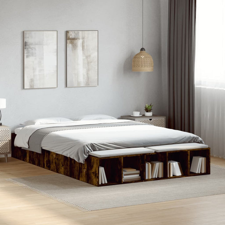 sengestel 150x200 cm konstrueret træ røget eg