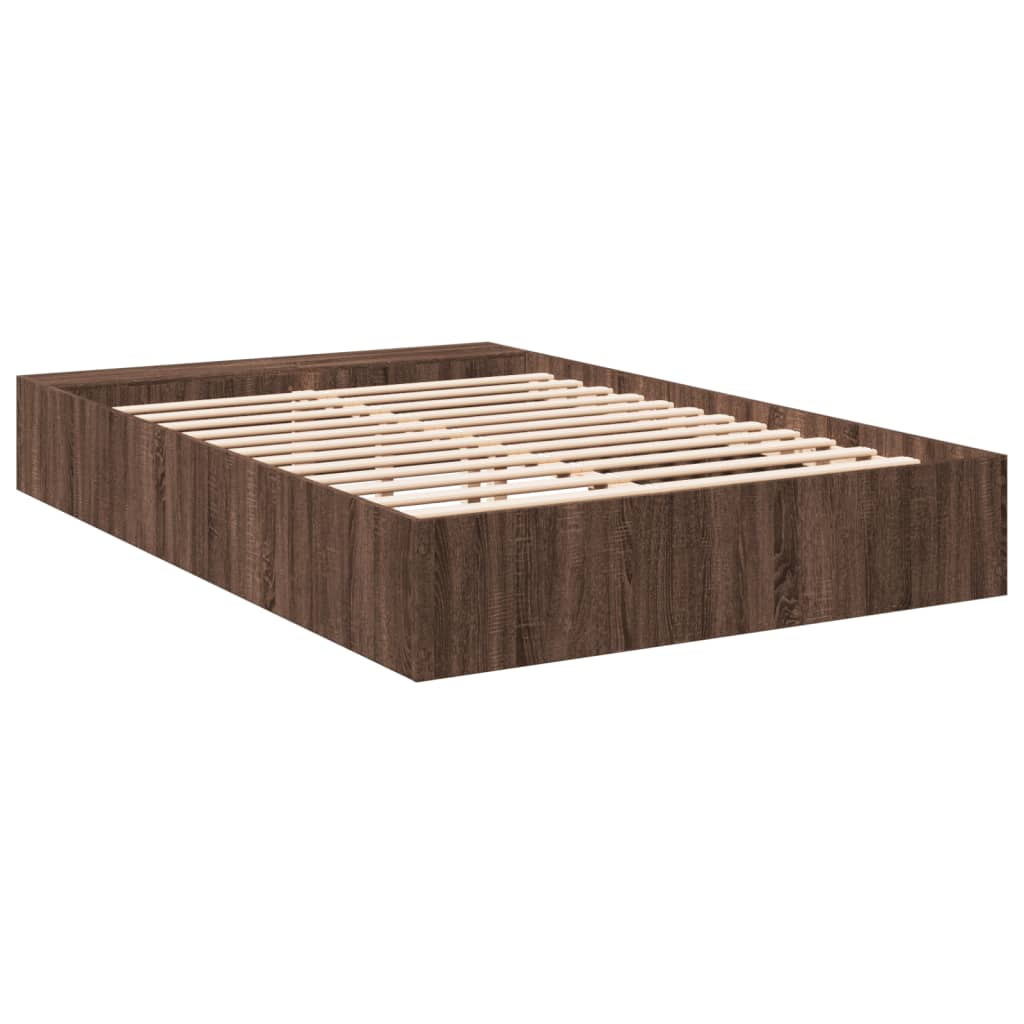 sengestel 150x200 cm konstrueret træ brun eg