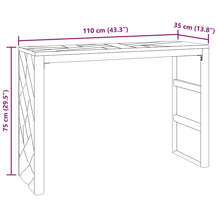 konsolbord 110x35x75 cm massivt teaktræ