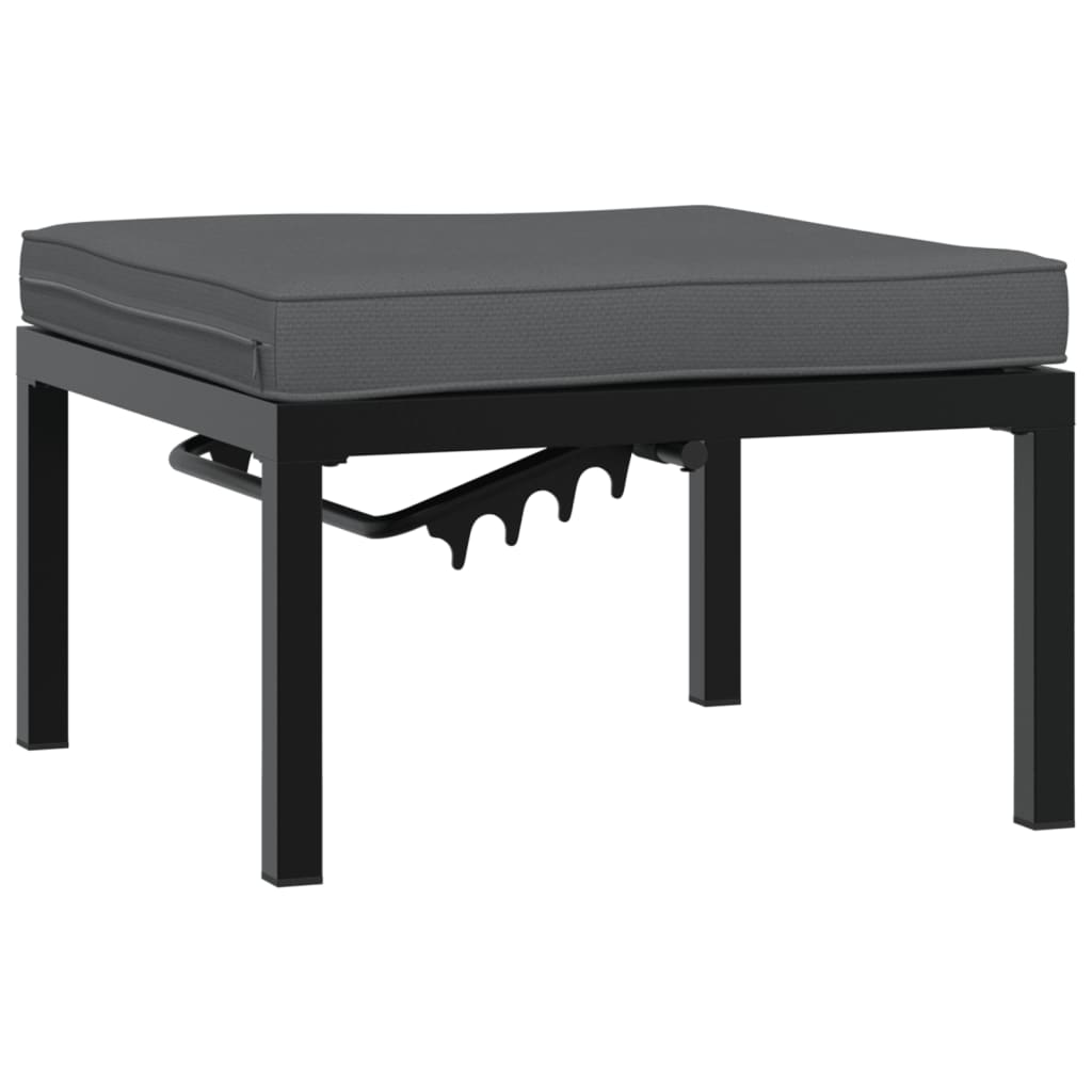 haveskammel med hynde aluminium sort
