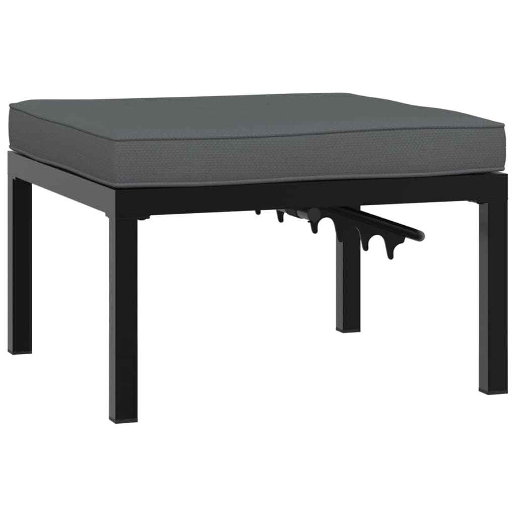haveskammel med hynde aluminium sort