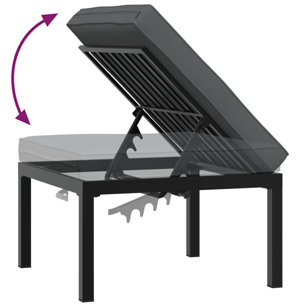haveskammel med hynde aluminium sort