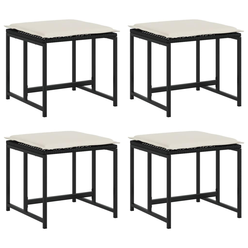 haveskamler 4 stk. med hynder polyrattan sort