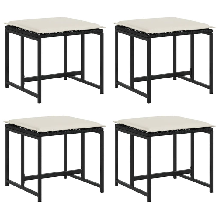 haveskamler 4 stk. med hynder polyrattan sort