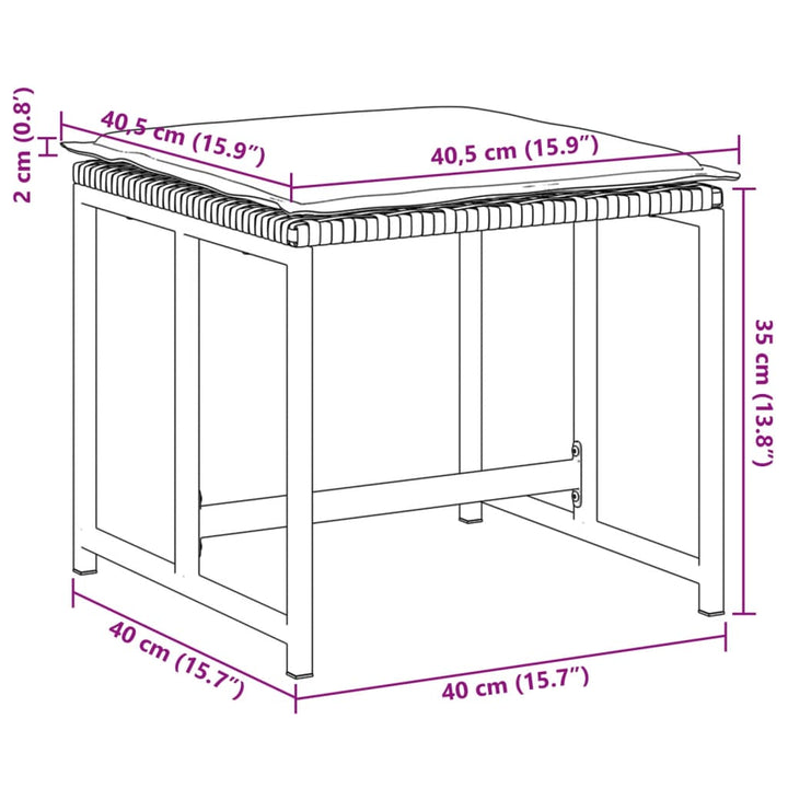 haveskamler 4 stk. med hynder polyrattan sort