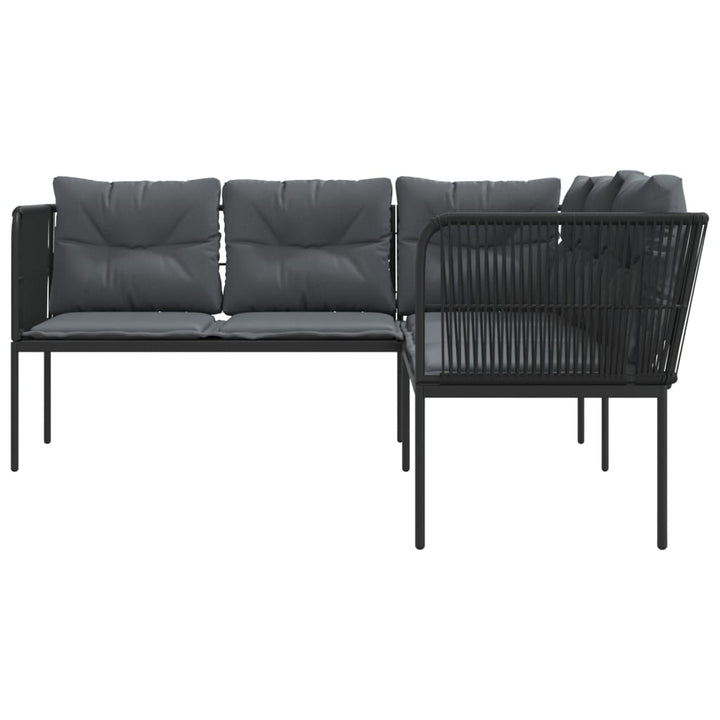 havesofa med hynder L-facon stål og textilene sort