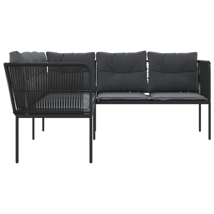 havesofa med hynder L-facon stål og textilene sort