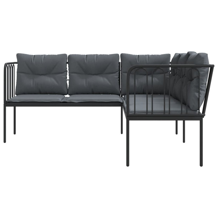 havesofa med hynder L-facon stål og textilene sort