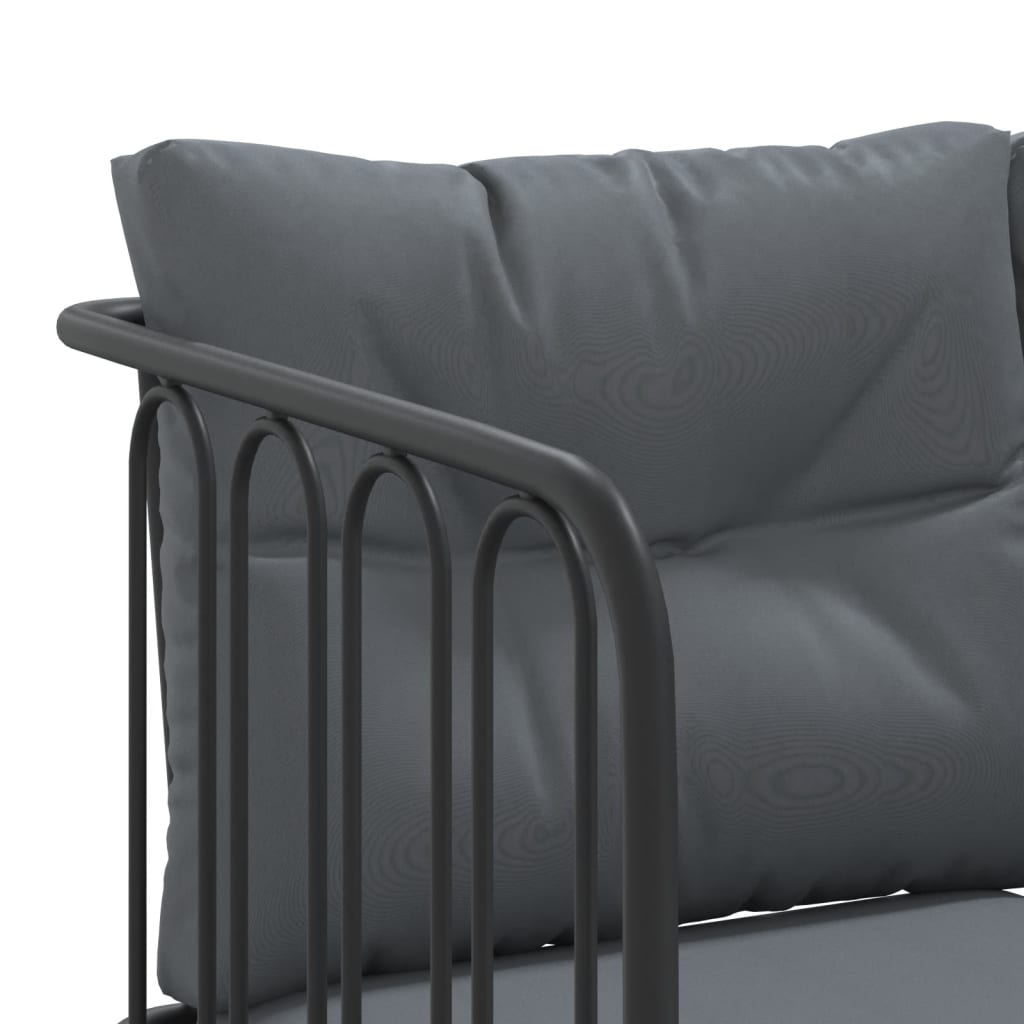 havesofa med hynder L-facon stål og textilene sort