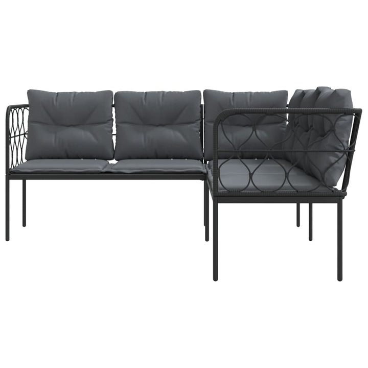 havesofa med hynder L-facon stål og textilene sort