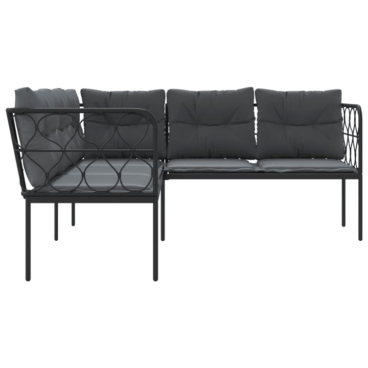 havesofa med hynder L-facon stål og textilene sort