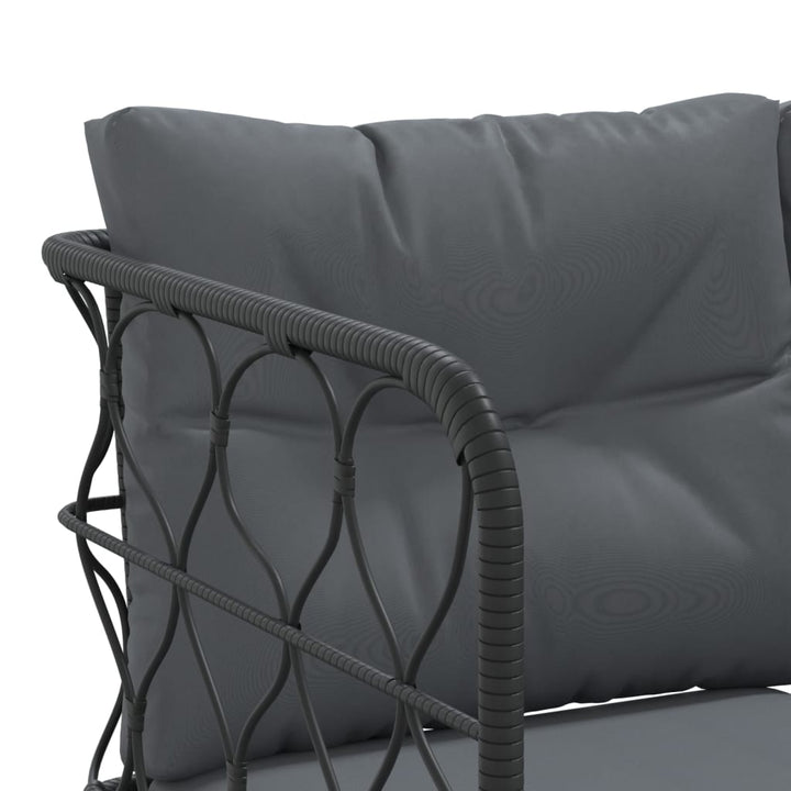 havesofa med hynder L-facon stål og textilene sort