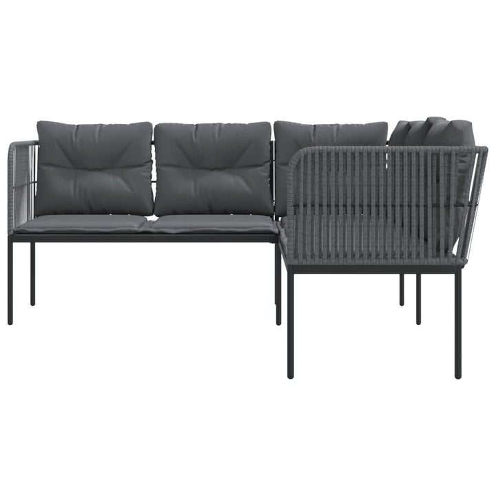 havesofa med hynder L-facon stål og textilene sort