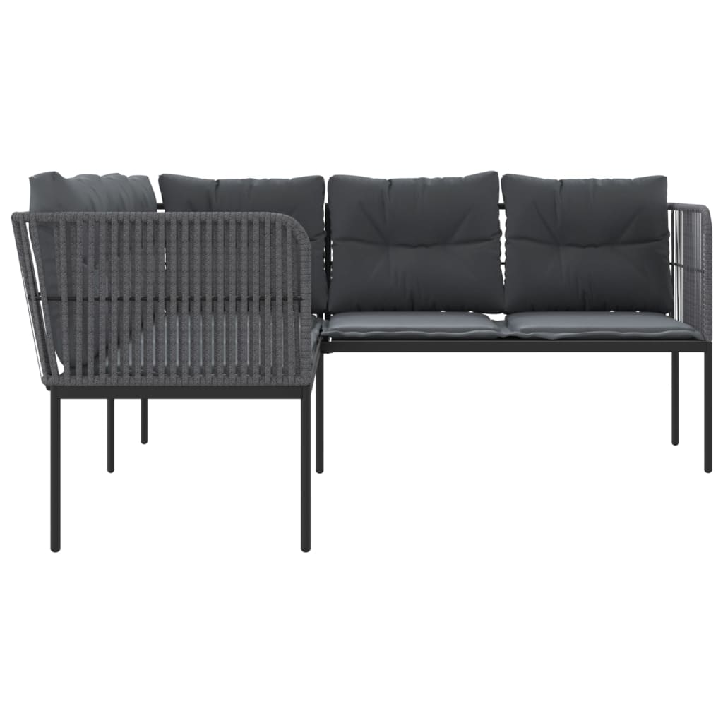 havesofa med hynder L-facon stål og textilene sort