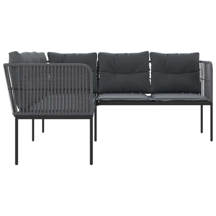 havesofa med hynder L-facon stål og textilene sort