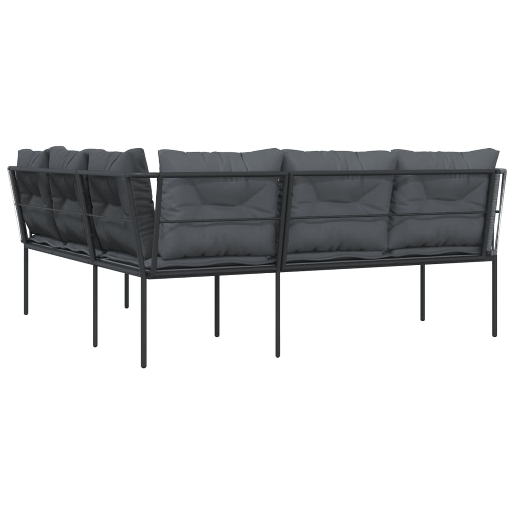havesofa med hynder L-facon stål og textilene sort