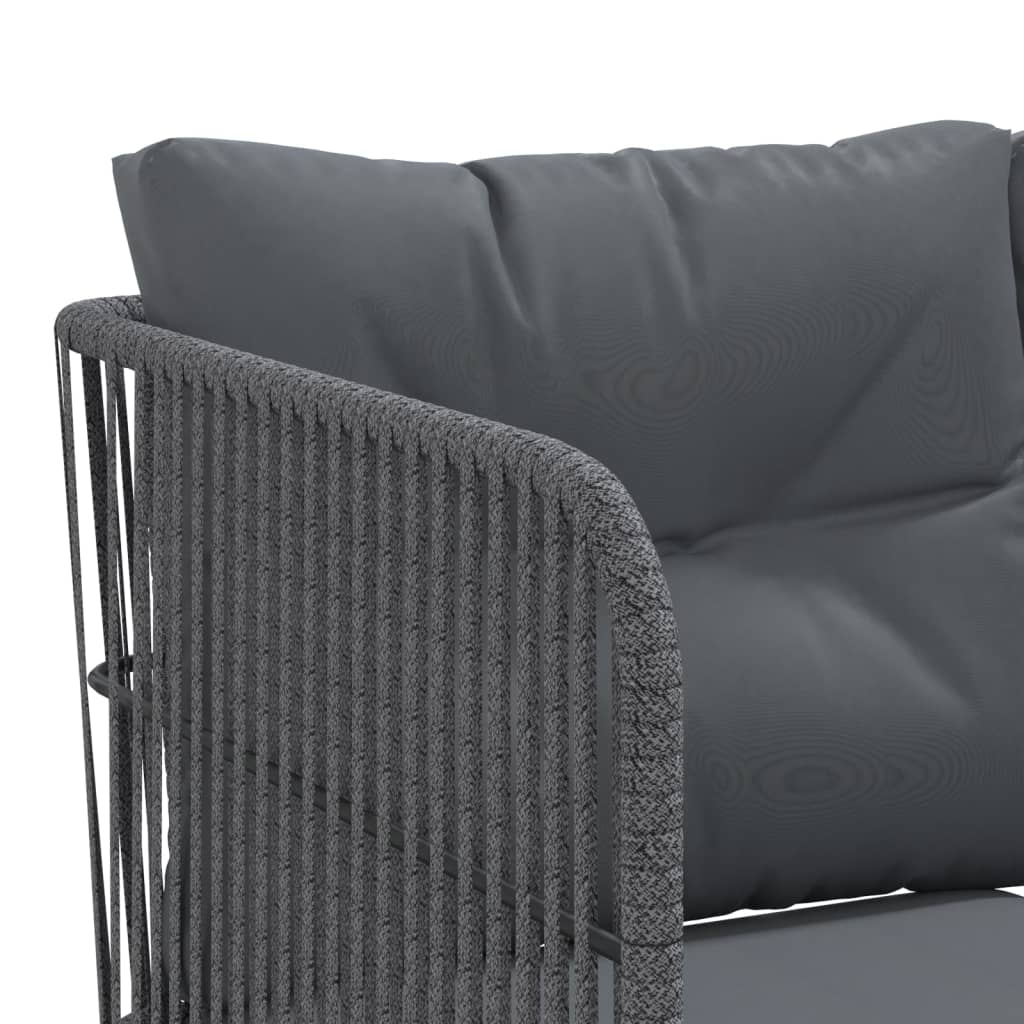 havesofa med hynder L-facon stål og textilene sort