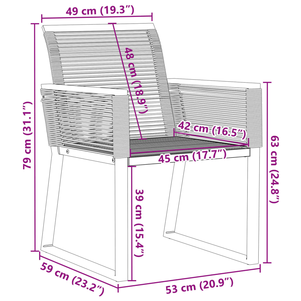 havestole 2 stk. polyrattan sort