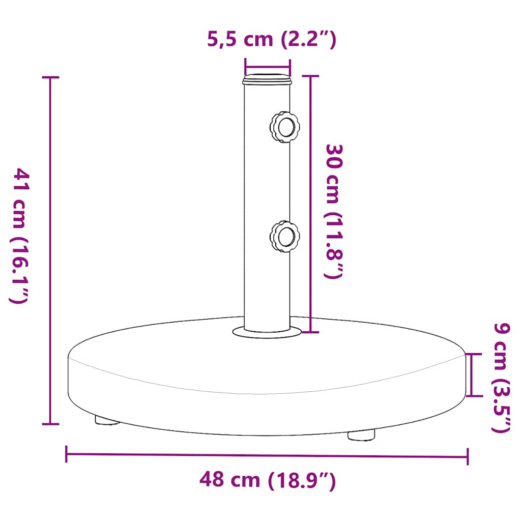 parasolfod til Ø32/38/48 mm stænger 25 kg rund