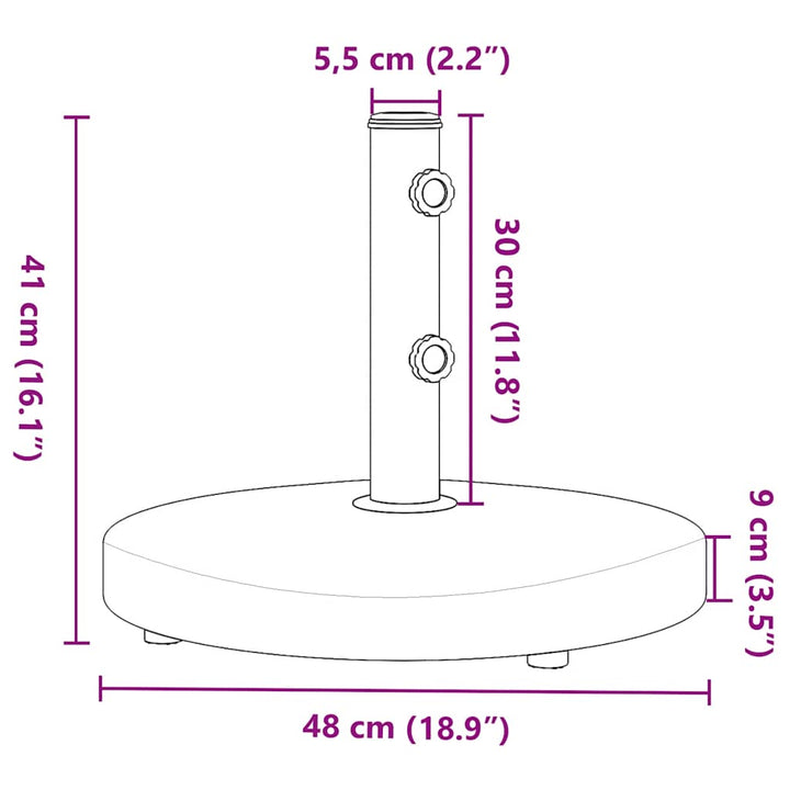 parasolfod til Ø32/38/48 mm stænger 25 kg rund