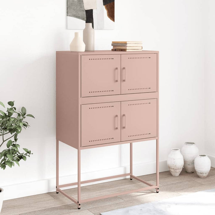 skænk 68,5x38,5x107 cm stål lyserød