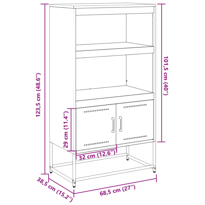 skab 68,5x38,5x123,5 cm stål sennepsgul