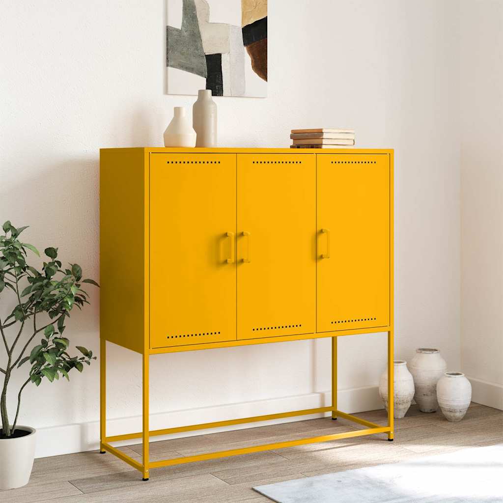 højskab 100,5x39x107 cm stål sennepsgul