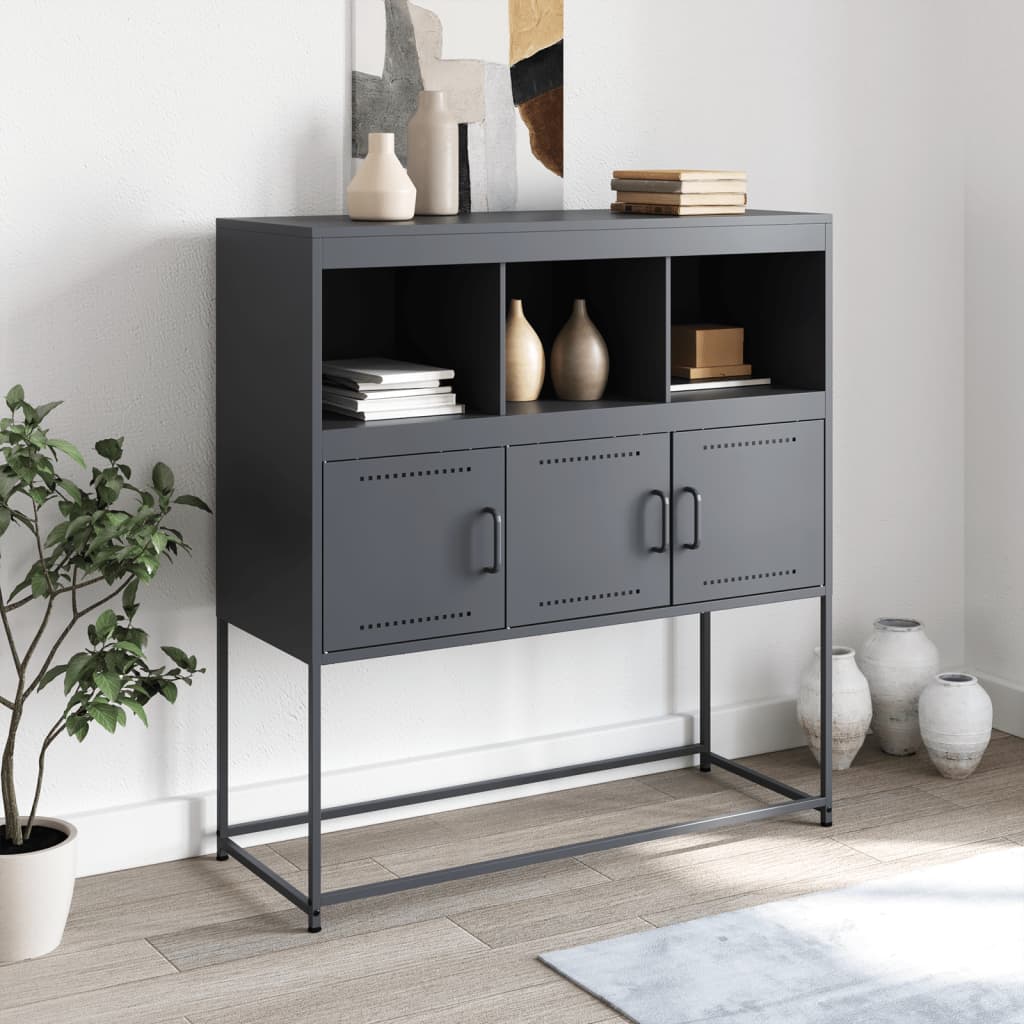 skænk 100,5x39x107 cm stål antracitgrå