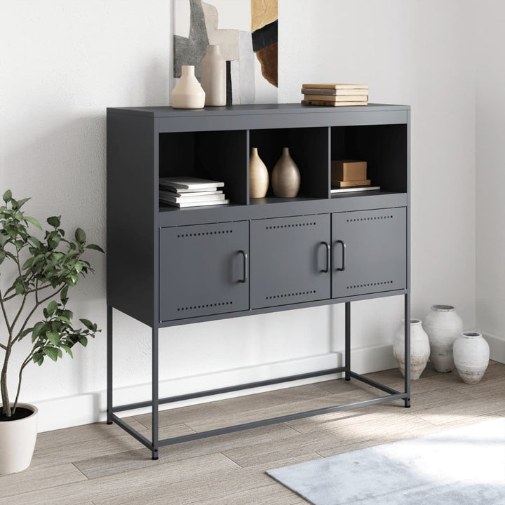 skænk 100,5x39x107 cm stål antracitgrå