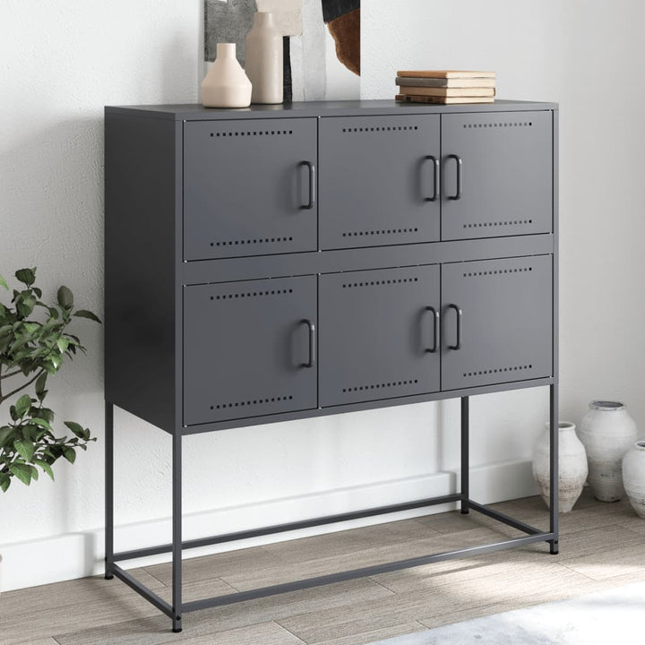 skænk 100,5x39x107 cm stål antracitgrå