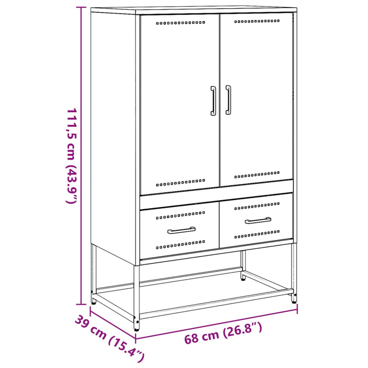skab 68x39x111,5 cm stål lyserød