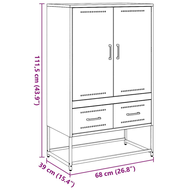 højskab 68x39x111,5 cm stål sennepsgul
