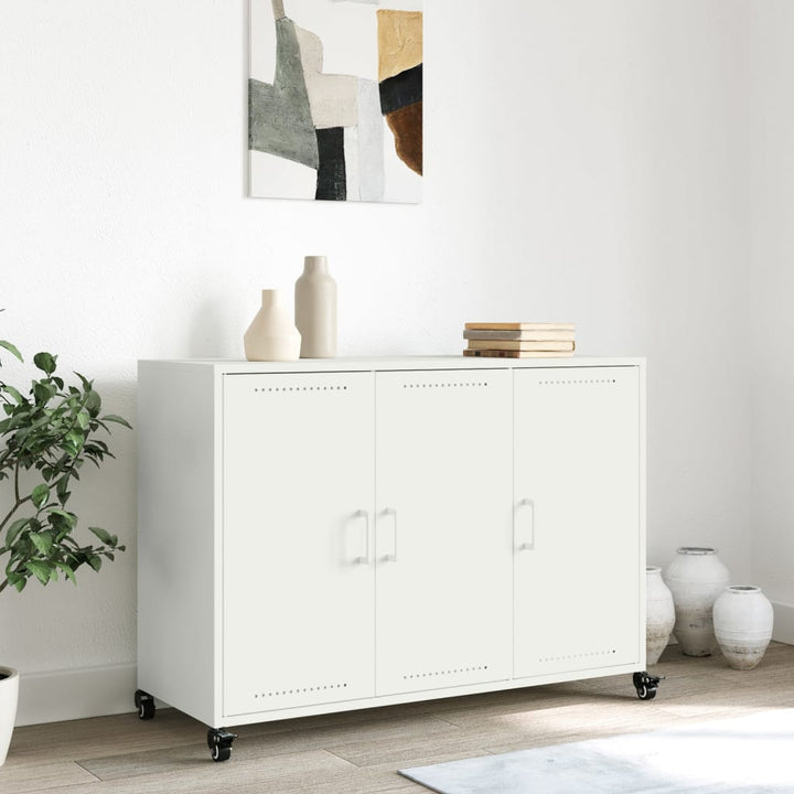 skænk 100,5x39x72 cm stål hvid