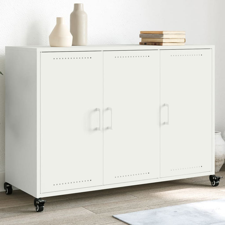 skænk 100,5x39x72 cm stål hvid