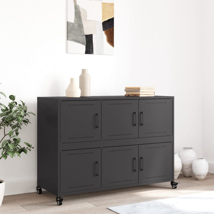 skænk 100,5x39x72 cm stål sort