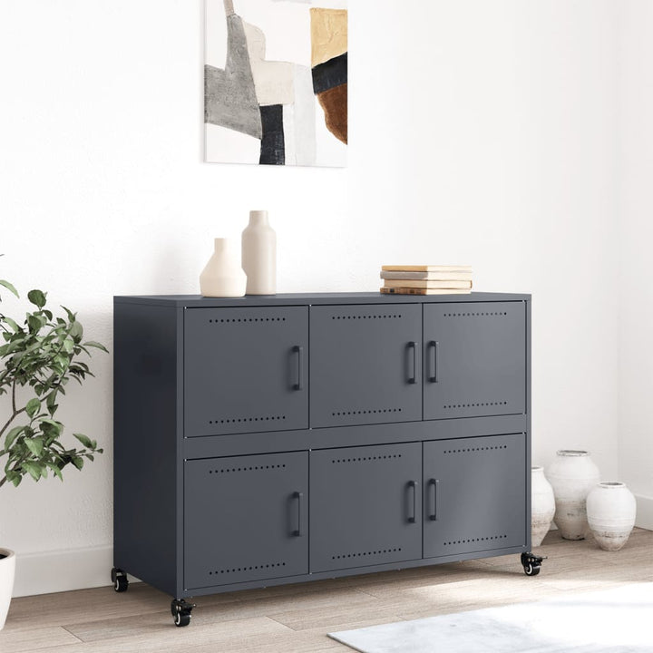 skænk 100,5x39x72 cm stål antracitgrå