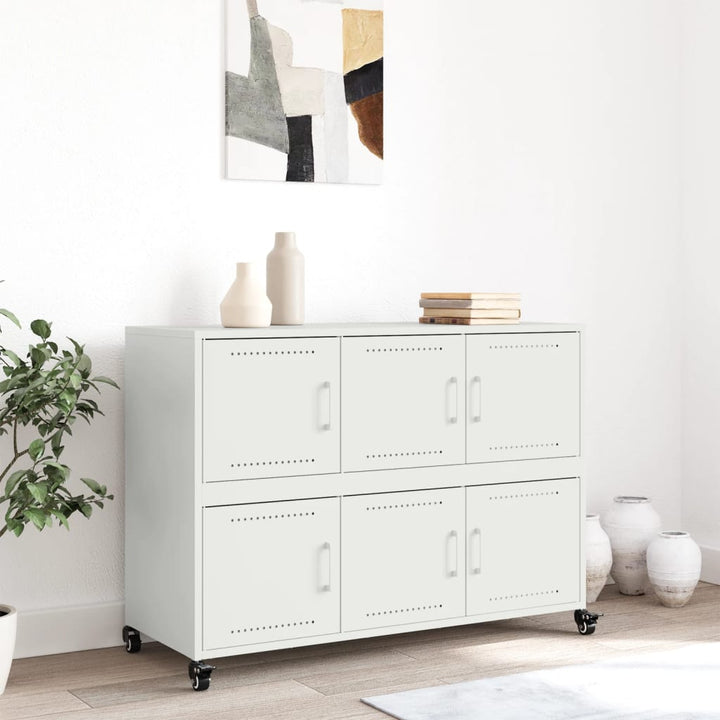 skænk 100,5x39x72 cm stål hvid