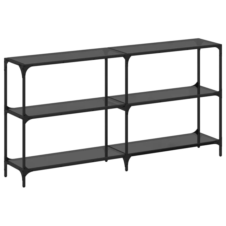konsolbord med sort glastop 158,5x30x81 cm stål